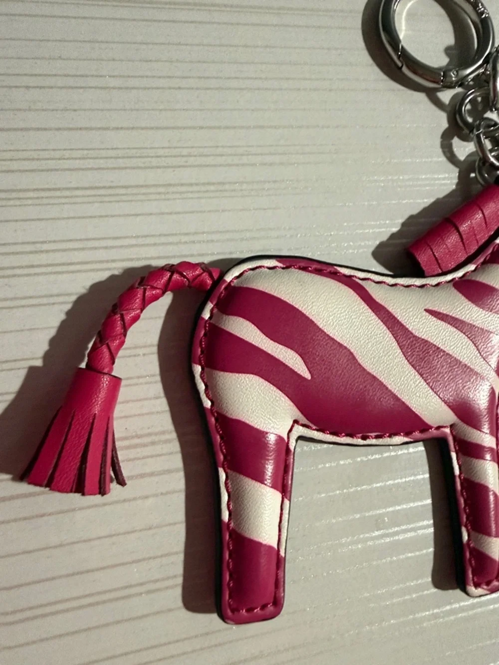 Michael Kors Hot Pink and White Zebra Horse Key Charm - Picture 3 of 8